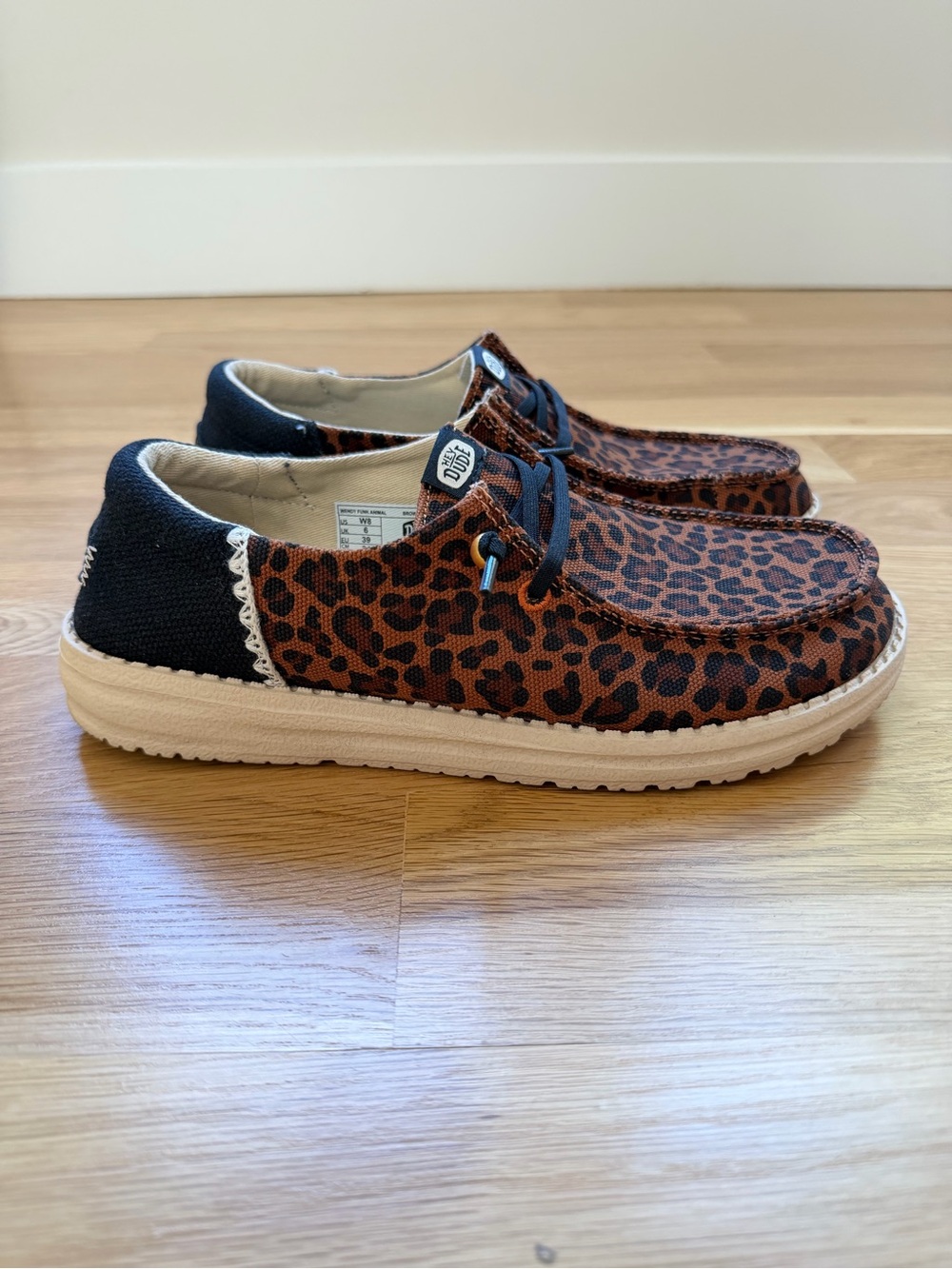 Hey Dude Woman’s Leopard Print Slip-Ons in Brown and Black - Picture 4 of 11
